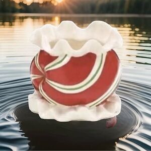 Christmas Ceramic Candy Peppermint  swirl Planter